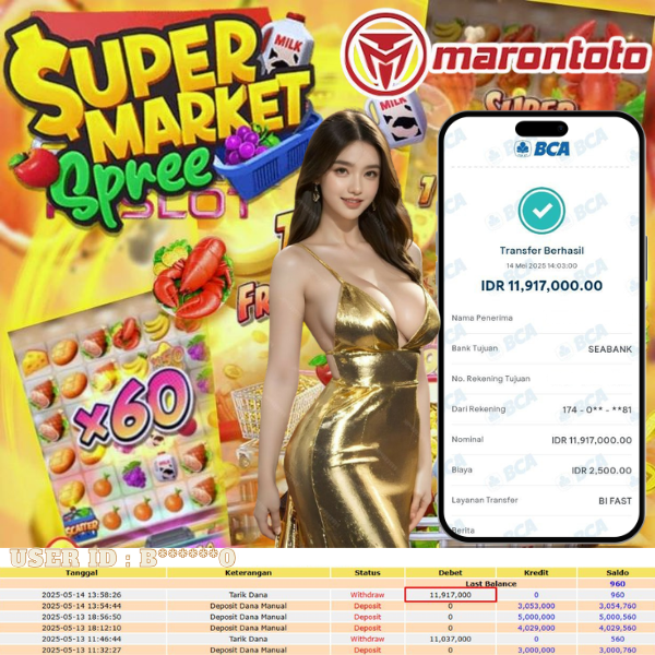 Bukti Kemenangan Member Marontoto Sebesar 11,917,000 JuTa