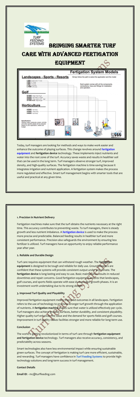 Bringing Smarter Turf Care with Advanced Fertigation Equipment 1