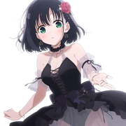 1girl, {{touyoko momoko (saki)}}, black hair, green eyes, leg warmers, leg ribbo s-4138659025