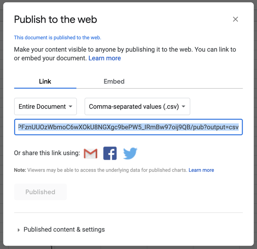 Image of Google Sheet Publish to Web instructions