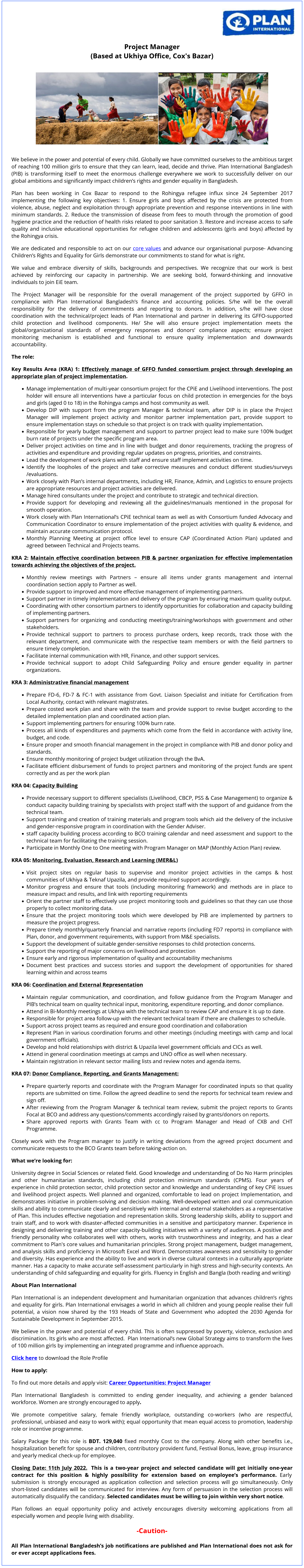 Plan International Bangladesh Job Circular 1 Plan International Bangladesh Job Circular 2022