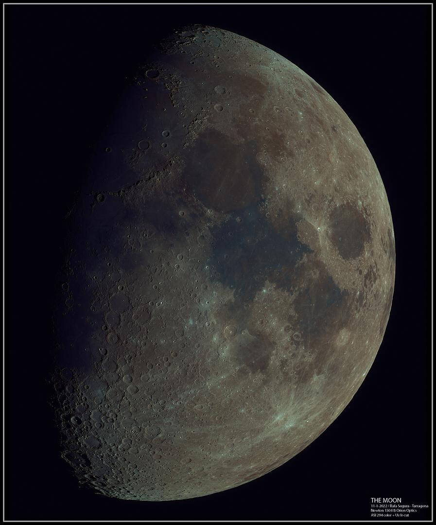 Luna completa en color con telescopio Newton 150-1200 mm f8