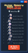 Anime Memory Game Game Over