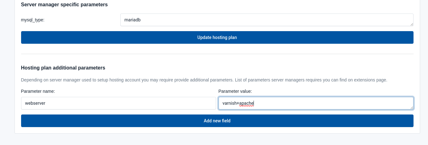 additional parameters