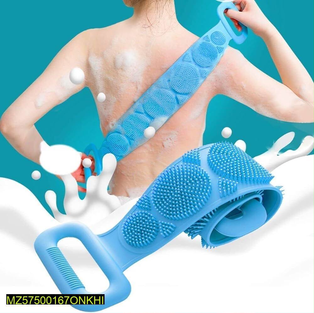 Silicone Double-Sided Exfoliating Back Scrubber & Shower Massage Belt - Blue