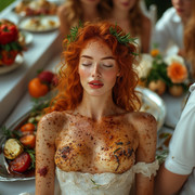 Garden wedding wom Redhair öled a dress 0 02