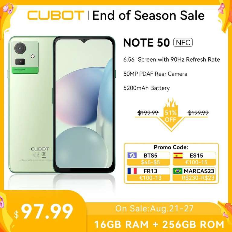 AliExpress: Celular Cubot Note 50 16/256GB- Enviado desde México - Leer descripción 

