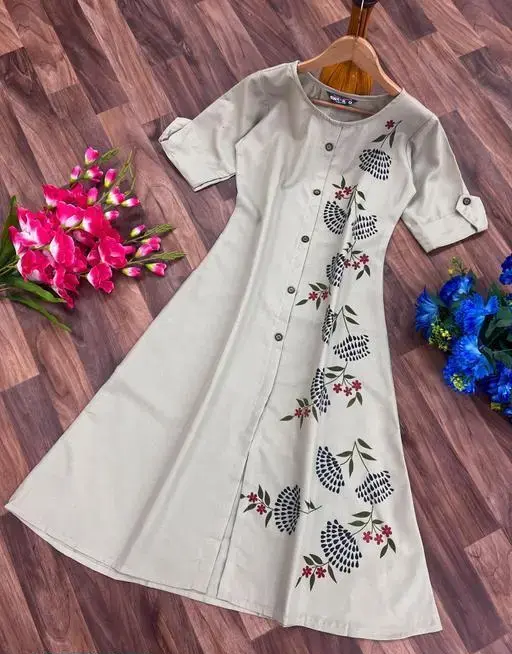 Fashionable Cotton Slub Dijital Print Anarkali Kurti For Women Color 2 (R108)