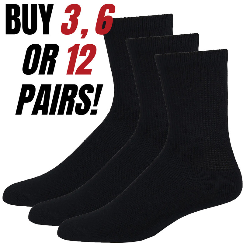 Image black diabetic cotton socks size 9-11 10-13 mens