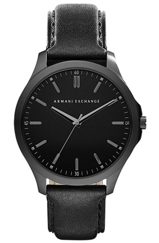 AX2148 Black Dial Black Leather Strap 