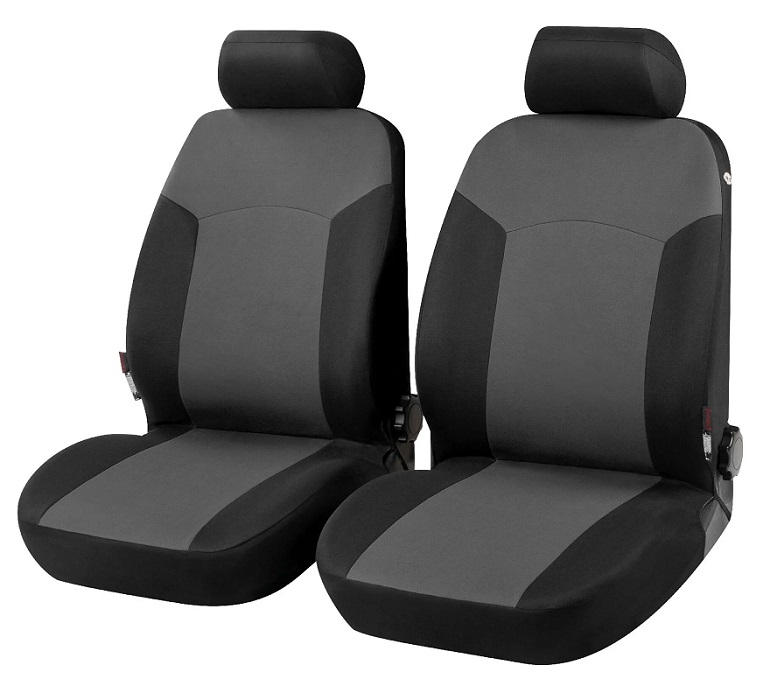 Coprisedili Anteriori Per Ford Tourneo Courier (2014+) - R42-S0241 In Poliestere Con Spugna 3mm, Nero/Grigio, Apertura Airbag