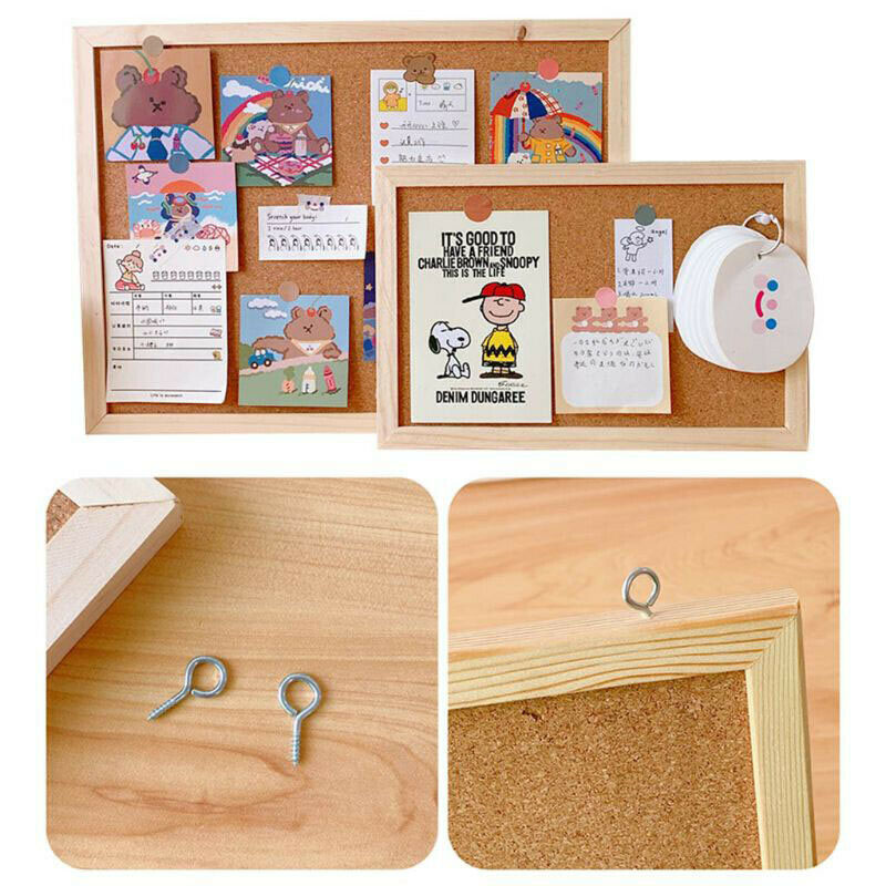 Cork Pin Wall Message Memo Bulletin Wooden Frame Notice Board Home Office School