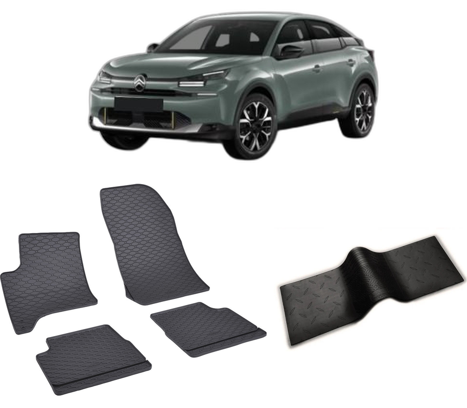 Set covorase auto CITROEN C4 III MHEV FACELIFT din 03.2025-PREZENT, cu covoras tunel median, CAROSERIE HATCHBACK, Presuri cauciuc 100%, compatibil cu autoturismul CITROEN C4 III MHEV FACELIFT, Rigum