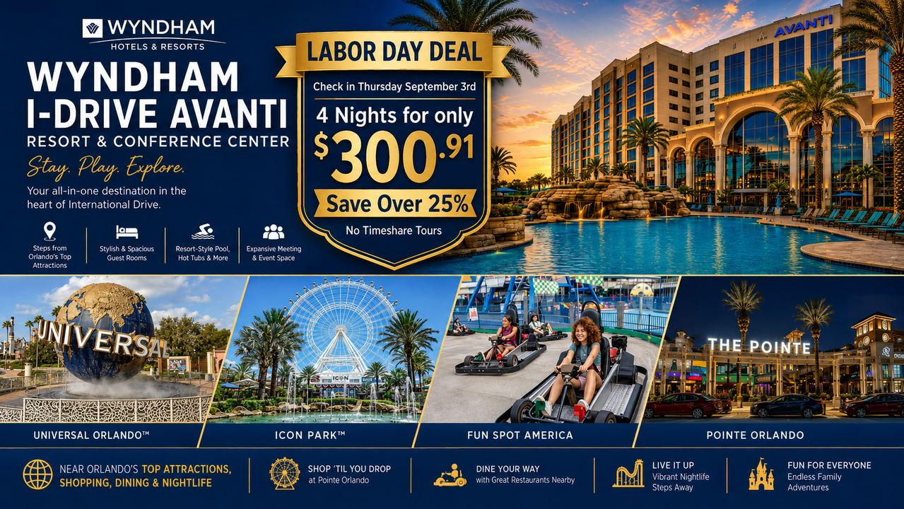 Wyndham I-Drive Avanti Resort Labor Day Orlando deal
