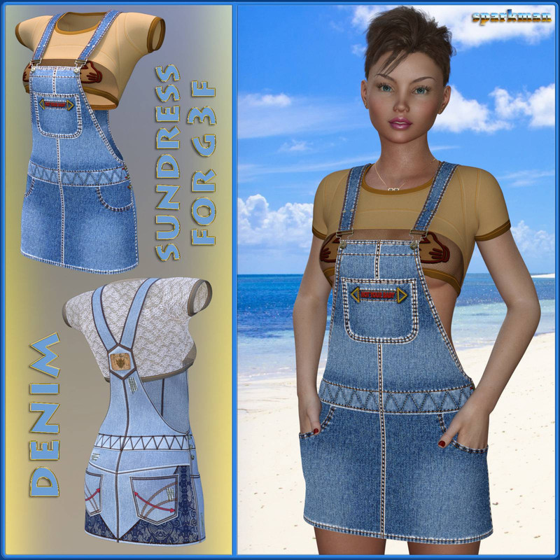 Sparkman Denim Sundress for Genesis 3 Female