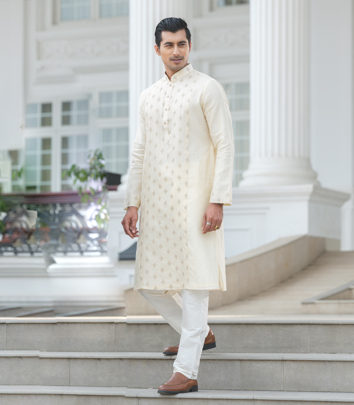 Men’s Exclusive Punjab & Pajama : Off White Color