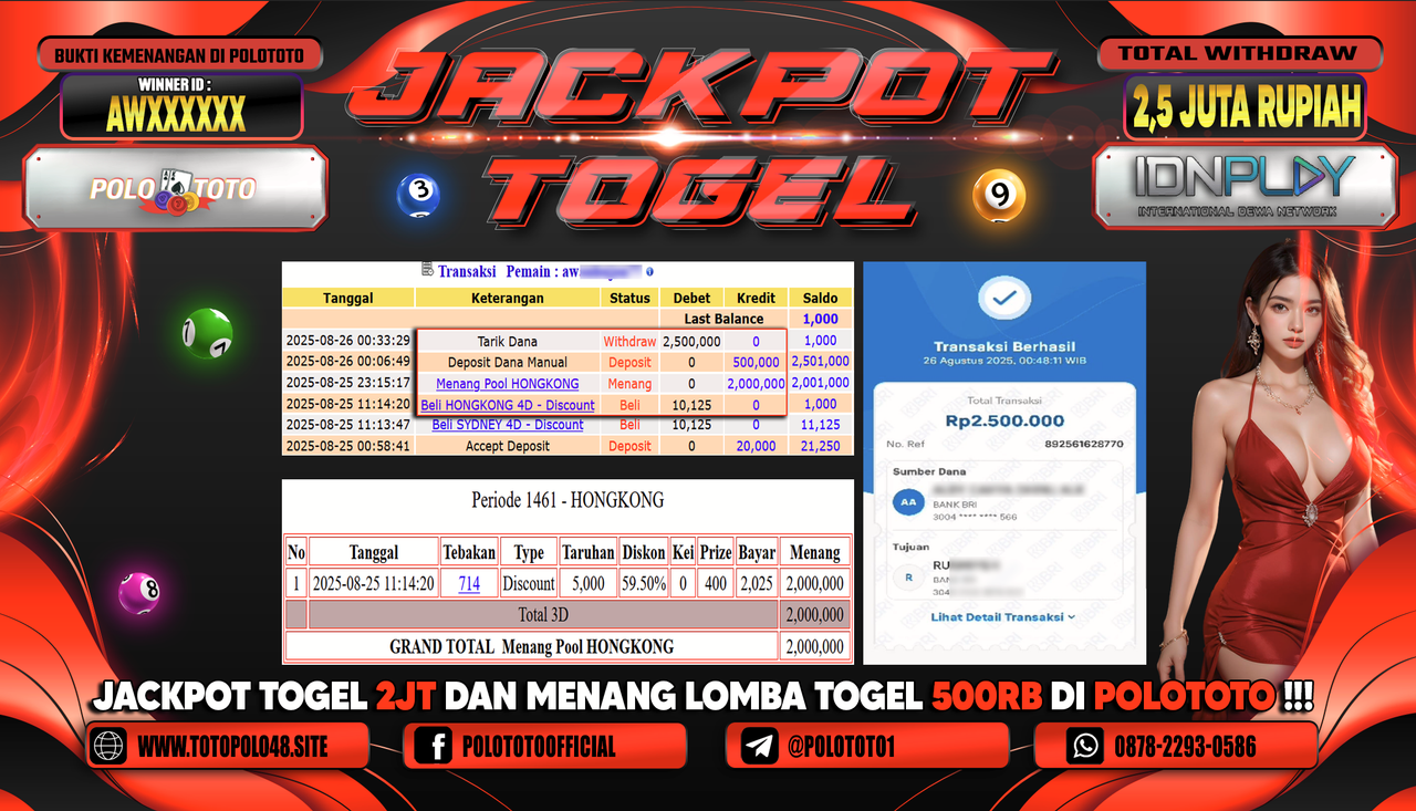 POLOTOTO JACKPOT TOGEL HONGKONG LOTTO Rp.2.500.000,-