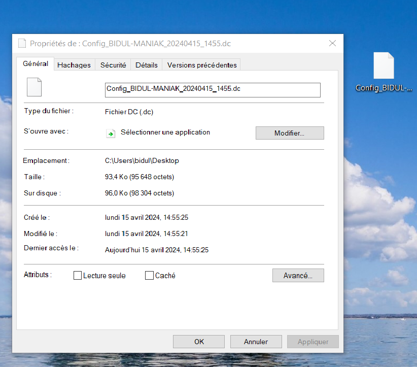 fichier DC impossible à ouvrir