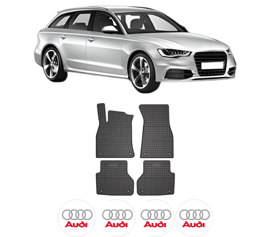 Set covorase presuri AUDI A6 C7 Avant (4G5, 4GD) din 2011-2018, auto, din cauciuc thermoplastic, 4 Stickere auto cu AUDI