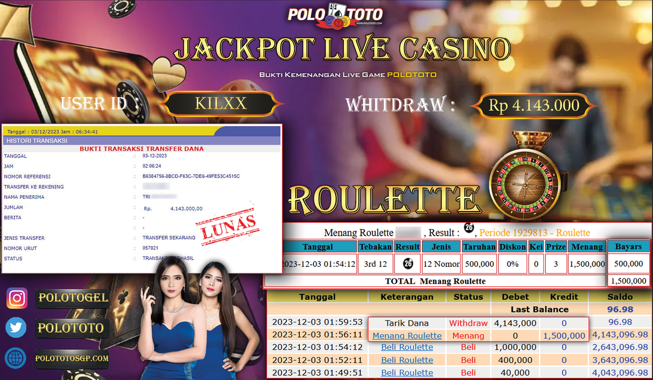 BUKTI PEMBAYARAN JACKPOT DIPOLOTOTO DIBAYAR LUNAS!!!