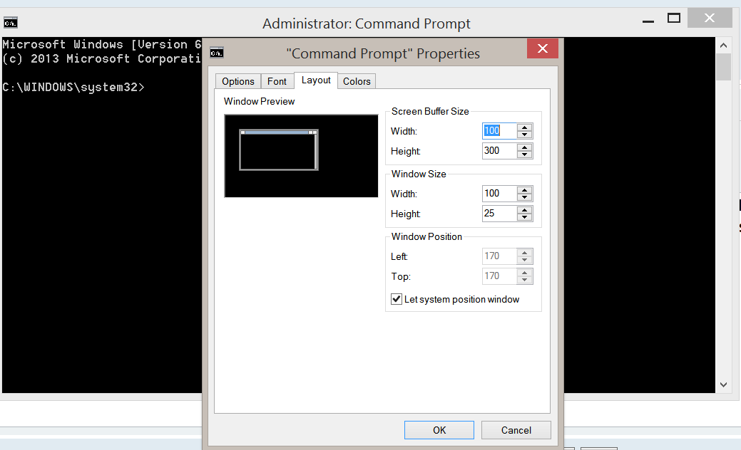 widen command prompt