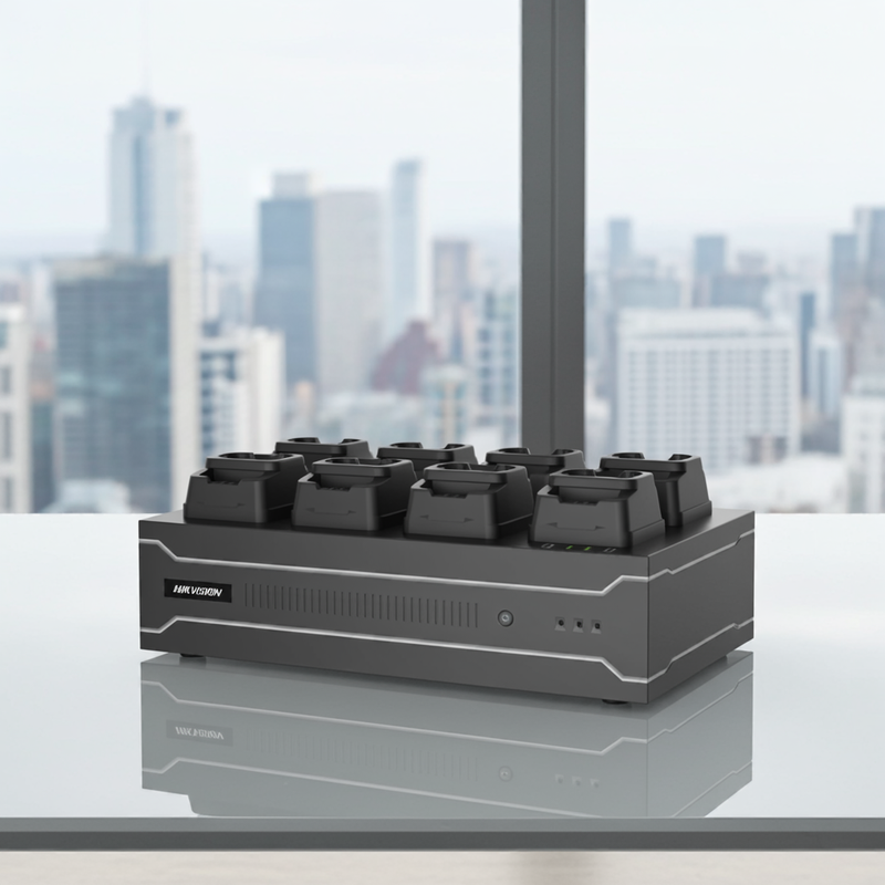 Painel traseiro da Docking Station Hikvision com porta de rede