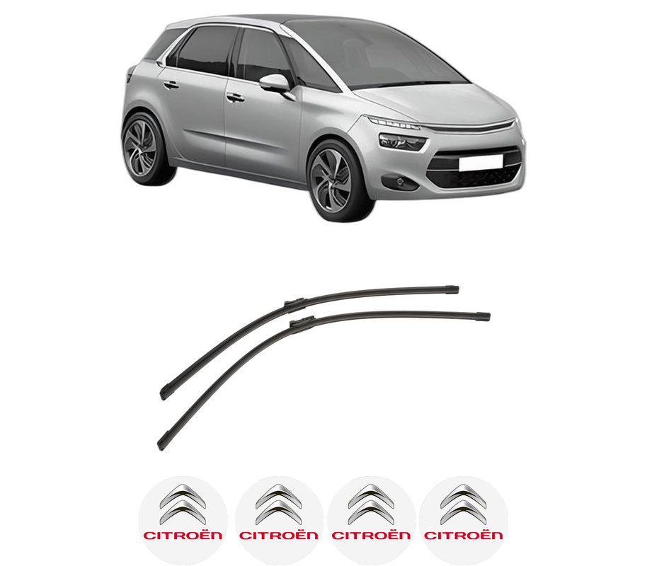 Set stergatoare auto CITROEN C4 GRAND PICASSO II (DA_, DE_) din 2013-2018, pentru parbriz auto, 2 bucati, Bosch Aerotwin, din cauciuc siliconat rezistent, 4 Stickere Auto CITROEN