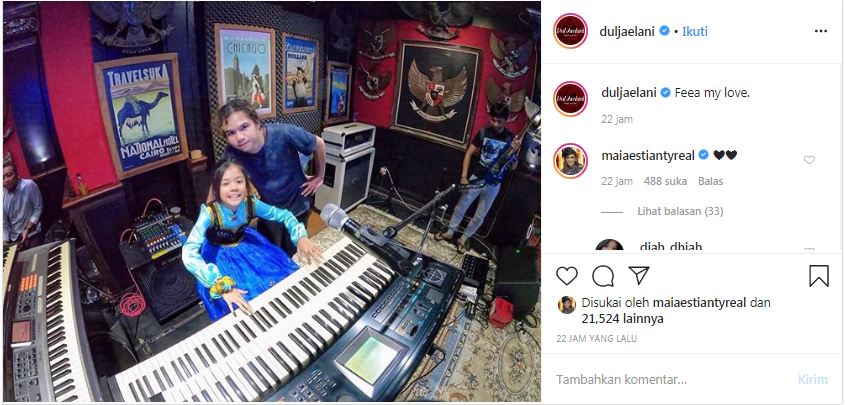 Maia Estianty tampak beri respon tak terduga pada unggahan Dul Jaelani bersama putri Mulan Jameela