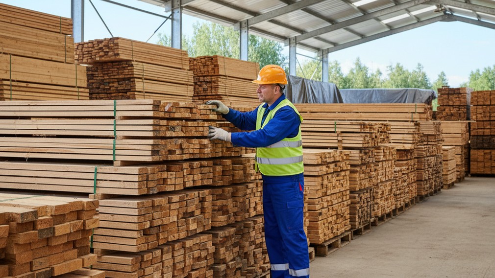 Правильное складирование пиломатериалов под навесом с вентиляционными прокладками