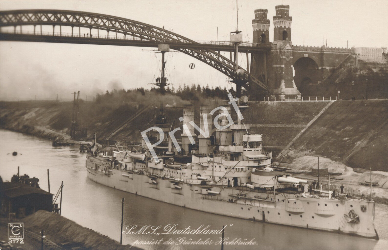 Foto PK S.M.S Deutschland Linienschiff Grüntaler Hochbrücke Kaiserl Marine K1.78