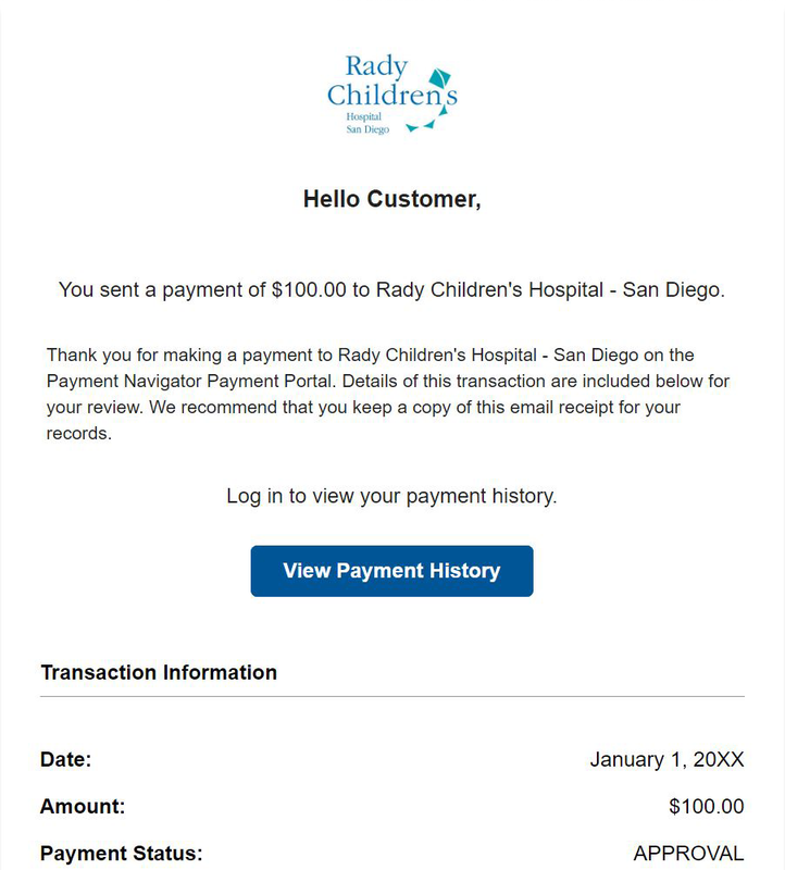 Rady Childrens Hospital transactional email