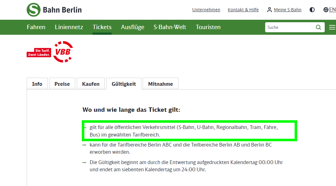 7-Tage-Karte: S-Bahn, metro, autobuses, tranvías y ferries! - Transporte en Berlín - Alemania - Forum Germany, Austria, Switzerland
