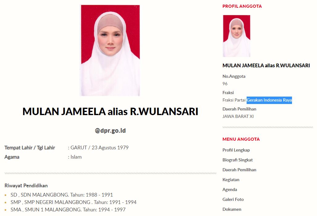 Riwayat pendidikan Mulan Jameela