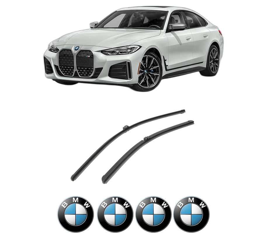 Set stergatoare auto BMW Seria i4 (G26) din 2021-2024, pentru parbriz auto, 2 bucati, Bosch Aerotwin, din cauciuc siliconat rezistent, 4 Stickere Auto BMW Seria