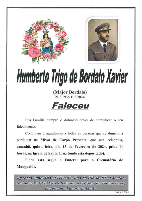 Nota de óbito da funerária