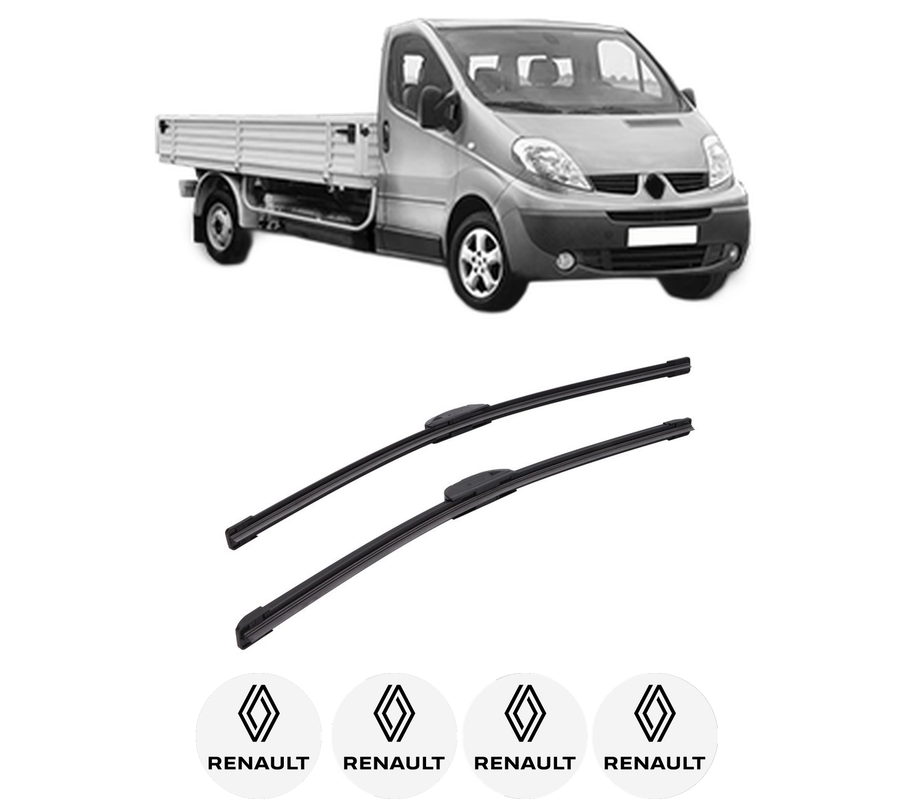 Set stergatoare auto RENAULT TRAFIC II Platform/Chassis (EL) din 2001-2007, pentru parbriz auto, 2 bucati, Bosch Aerotwin Retrofit, din cauciuc siliconat rezistent, 4 Stickere Auto RENAULT