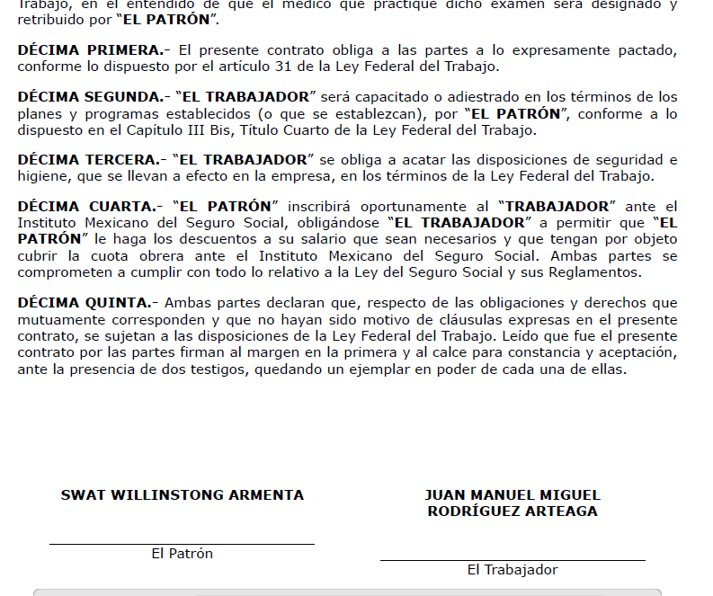 Ejemplo Contrato Laboral 2