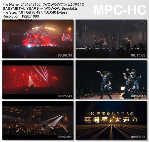 [TV-Variety] ベビーメタル – 10 BABYMETAL YEARS – WOWOW Special (WOWOW Prime 2021.01.24)