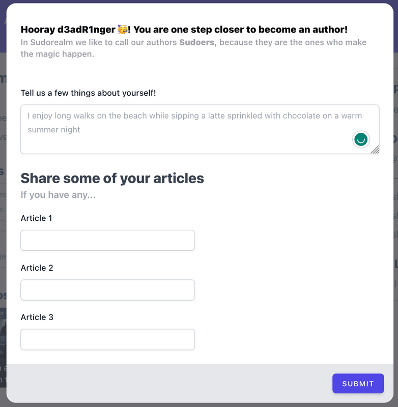 Sudorealm become an author feature