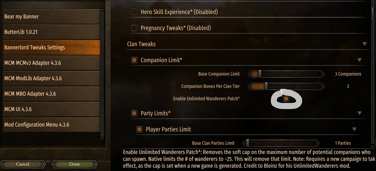 Bleinz's Unlimited Wanderers at Mount & Blade II Bannerlord Nexus