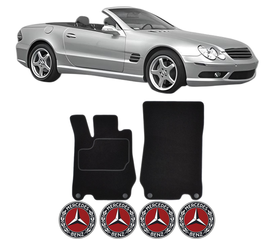 Set Covorase Presuri MERCEDES-BENZ SL (R230) din 2001-2012, Auto, Material Textil Mocheta, 4 Stickere auto cu MERCEDES-BENZ