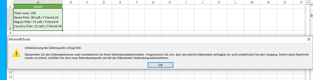 Data source initialization failed