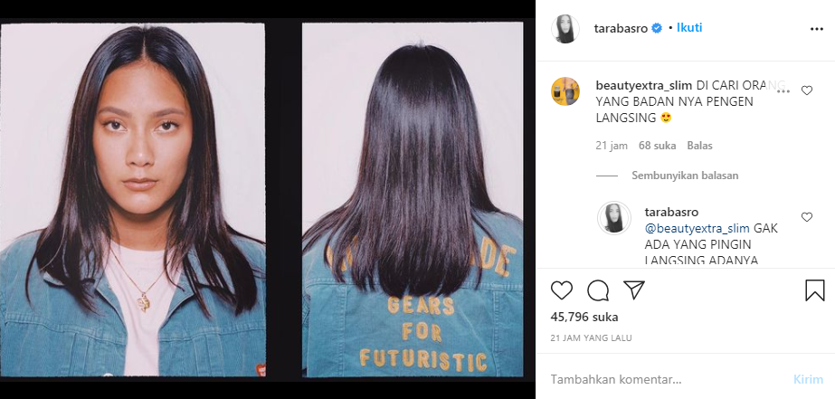 Tara Basro balas menohok akun promo pelangsing