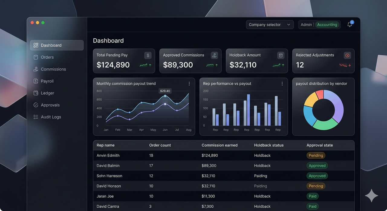Commission and Payroll Automation Platform dashboard