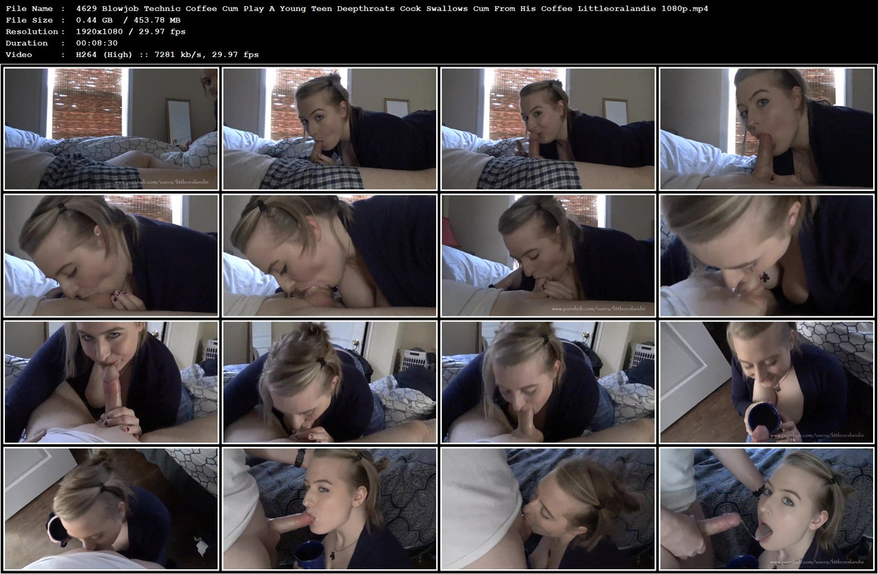 4629 Blowjob Technic Coffee Cum Play A Young Teen Deepthroats Cock Swallows Cum From His Coffee Litt