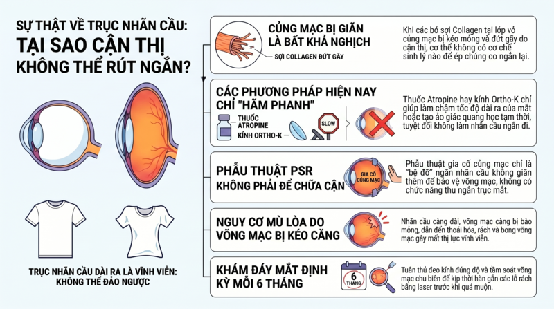 1.3. Có phương pháp nào hiện nay làm nhãn cầu ngắn lại để chữa khỏi cận thị hoàn toàn không?