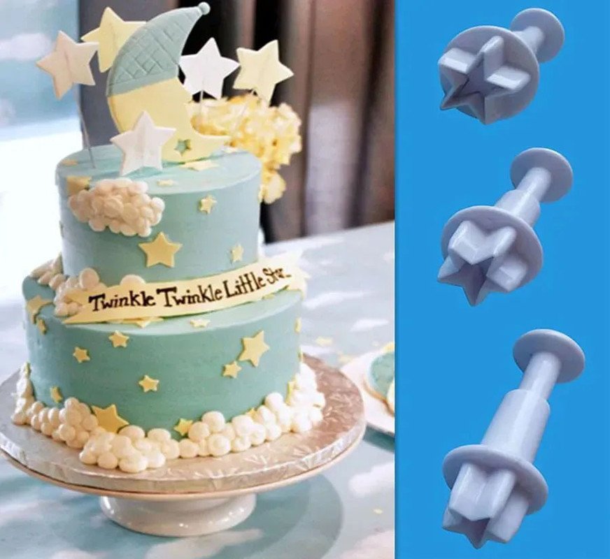 Moldes Cortador Para Fondant Con Expulsor estrella Mini 3pz