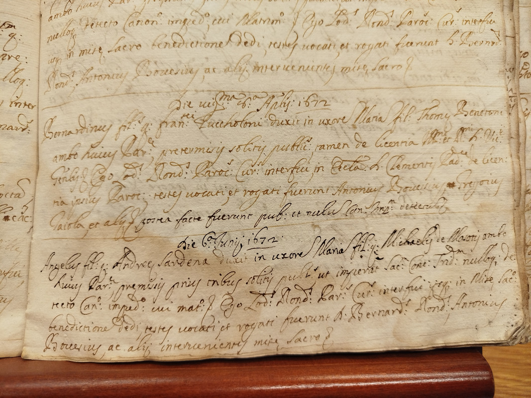 matrimonio di Sardena Angelo e Masotti Maria, 1672 Montà