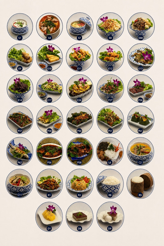 Sélection de plats thaïlandais de Chiang Rai Mai