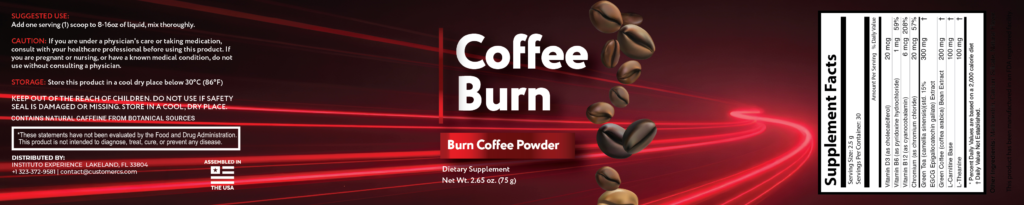 Coffee Burn Supplement Facts Label